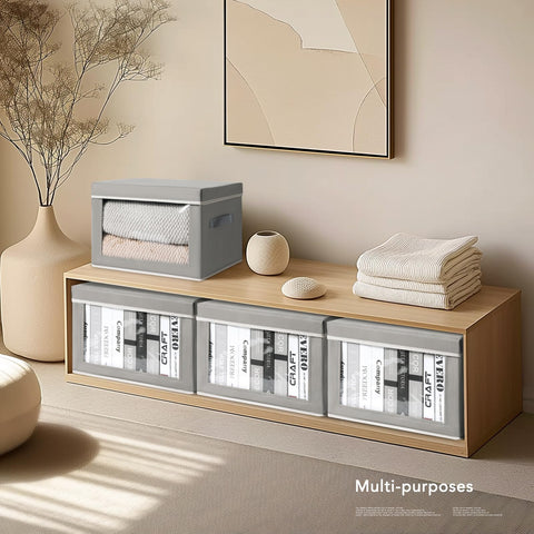 Homsorout storage bins with lids collapsible design stores flat when unused