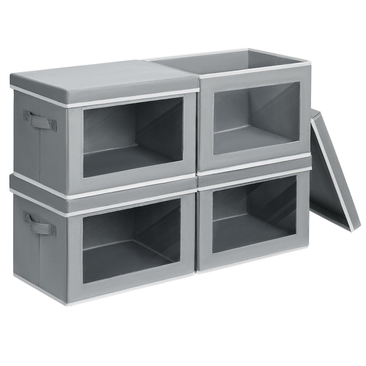 Homsorout storage bins with lids front window reveal contents for quick closet organization