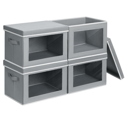Homsorout storage bins with lids front window reveal contents for quick closet organization