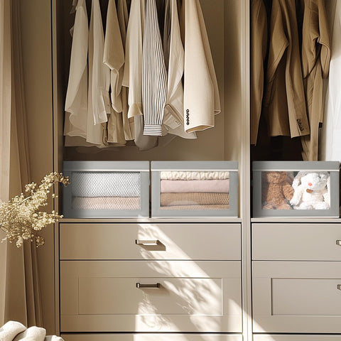 Homsorout storage bins with lids lid keeps dust out, protecting seasonal clothes