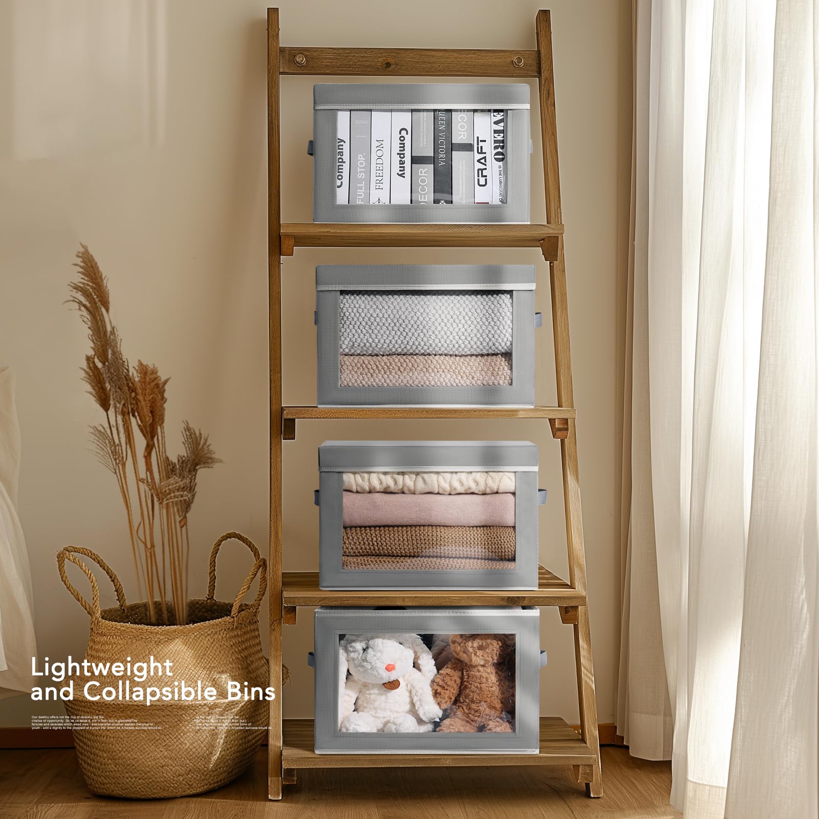 Homsorout storage bins with lids nonwoven material durable yet lightweight for daily use