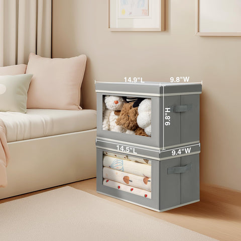 Homsorout storage bins with lids removable bottom board adds stability