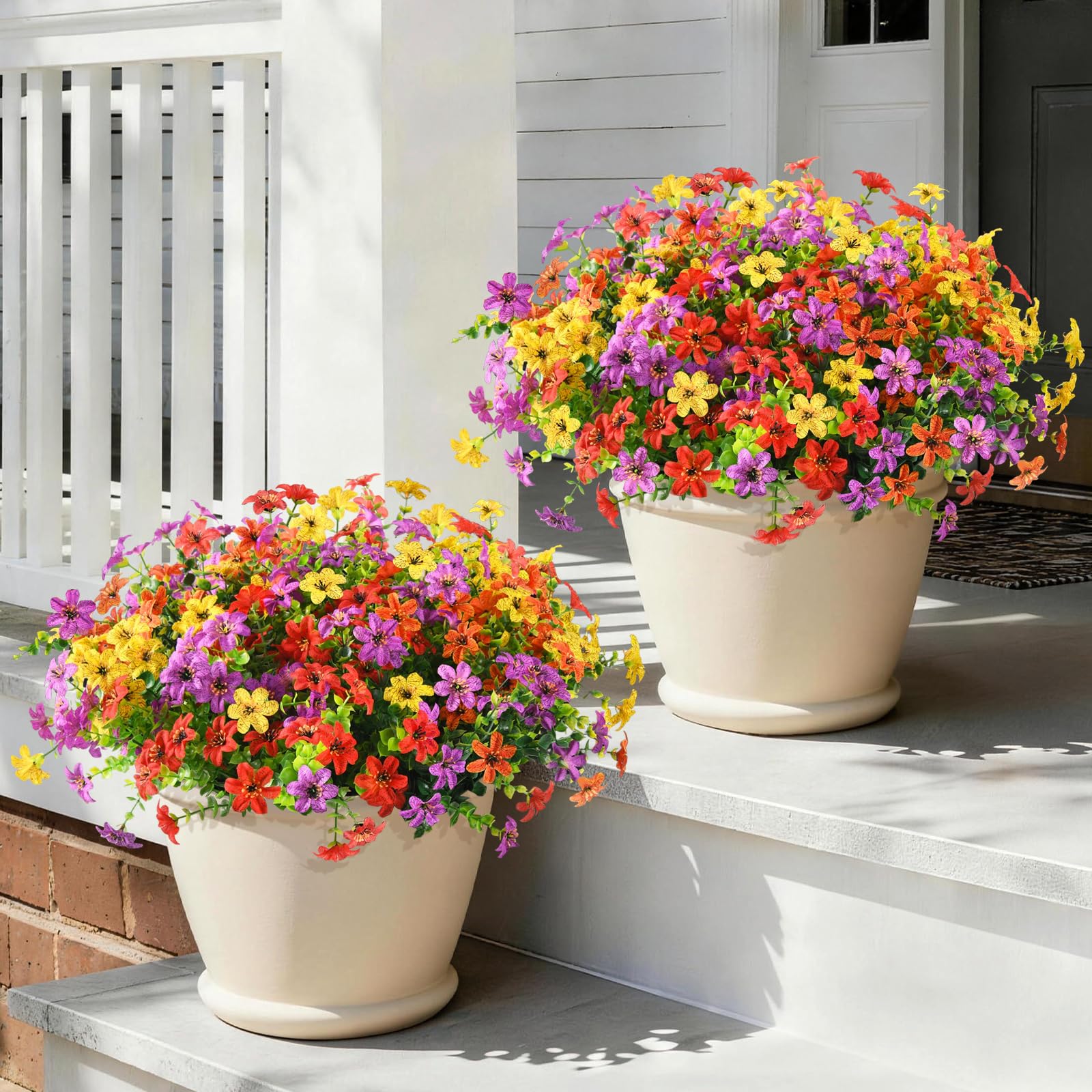 Homsunny 24-bundle outdoor artificial flowers for porch display, brightening space.