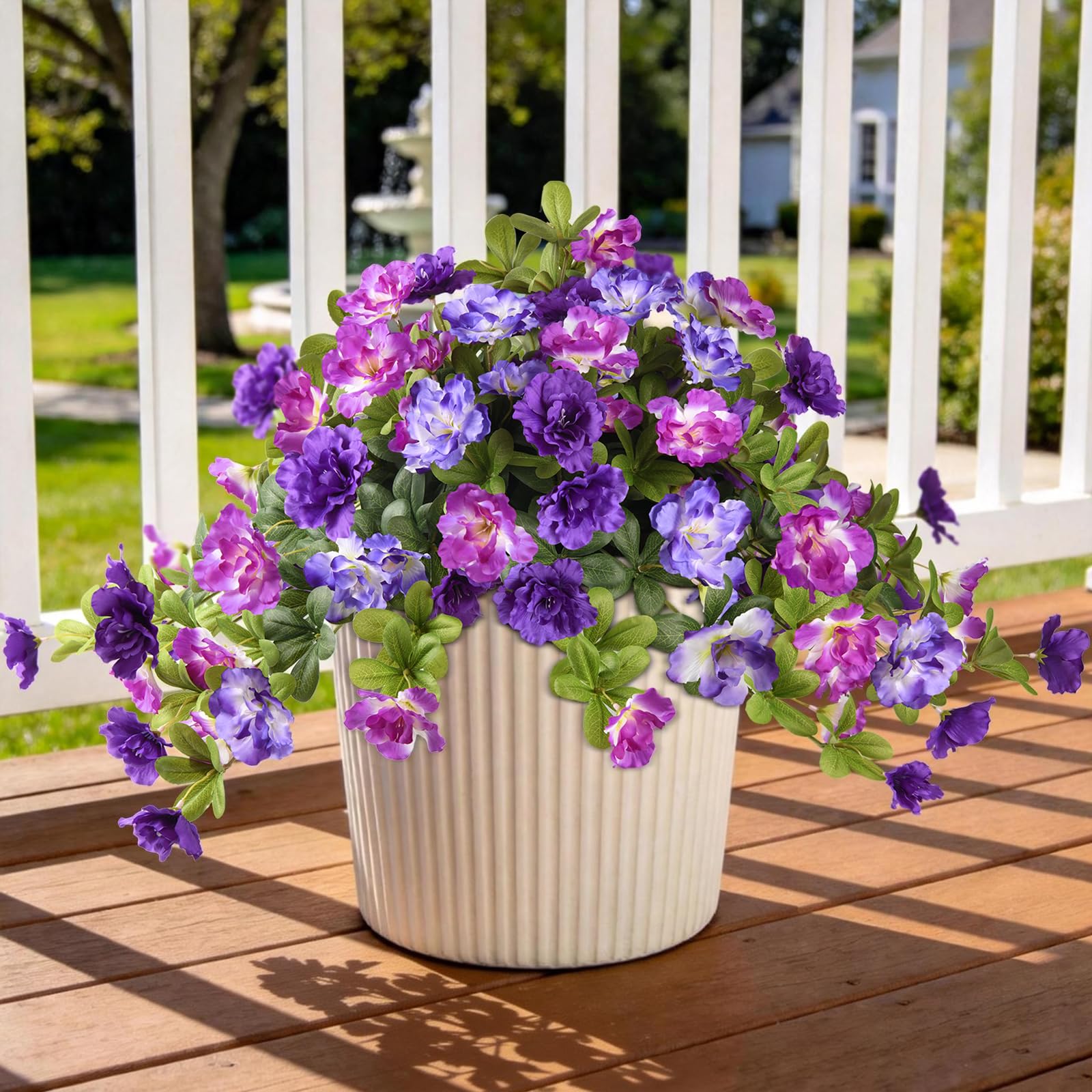 Homsunny outdoor artificial flowers bundles brighten porches with lasting color.