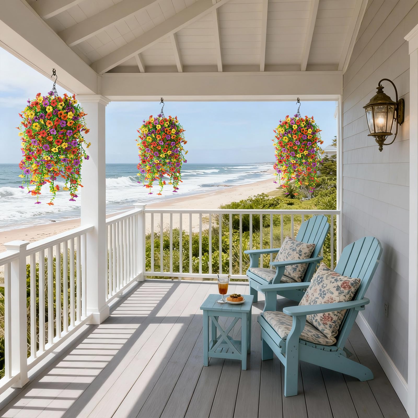 Homsunny daisies and eucalyptus texture mimic fresh blooms outdoors.