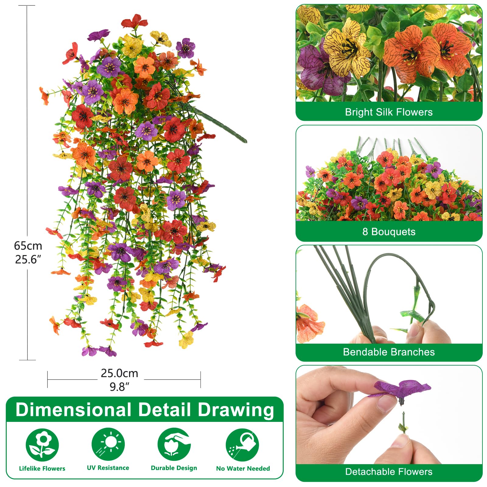 Homsunny UV-resistant flowers retain brightness in sunlit patios.