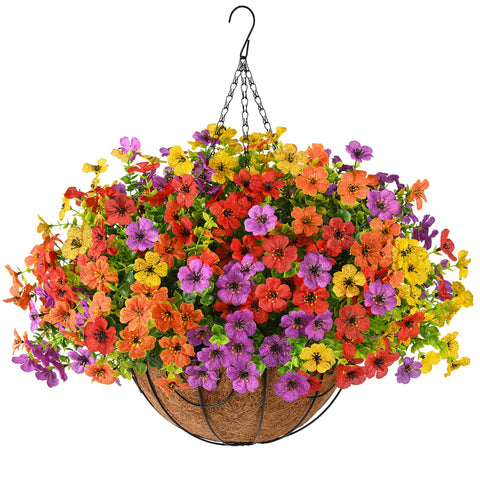 Homsunny assembly of hanging daisy basket ready for instant decoration.