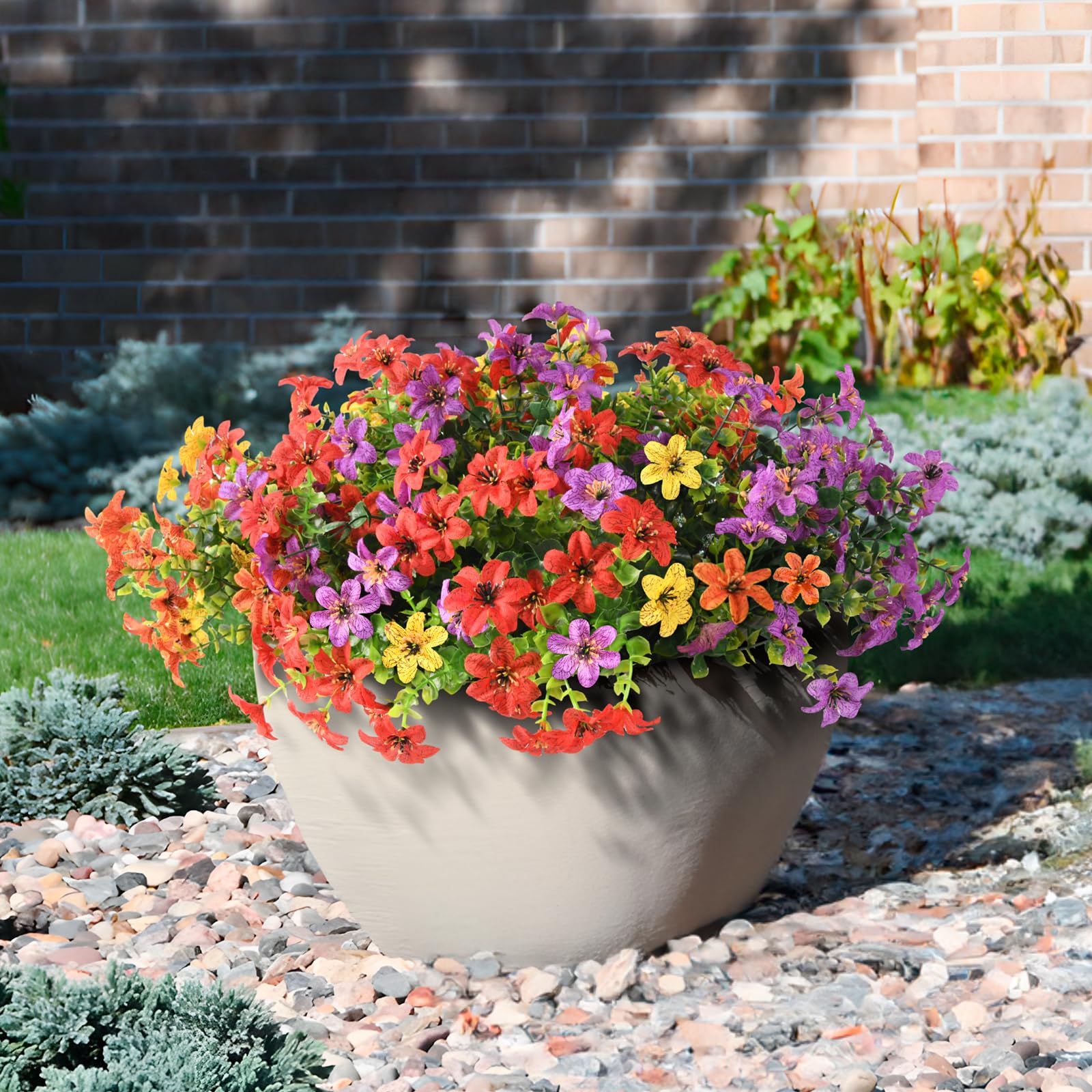 Homsunny colorful silk flowers purple red yellow orange, vibrant mixed color option.