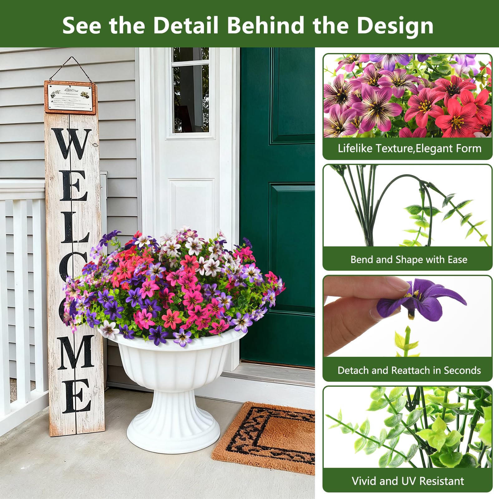 Homsunny artificial daisy bouquet for patio decor with flexible stems