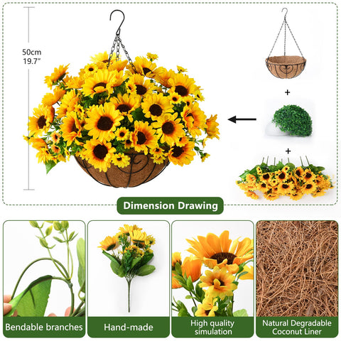 Homsunny hanging basket with 13-inch chain for adjustable height