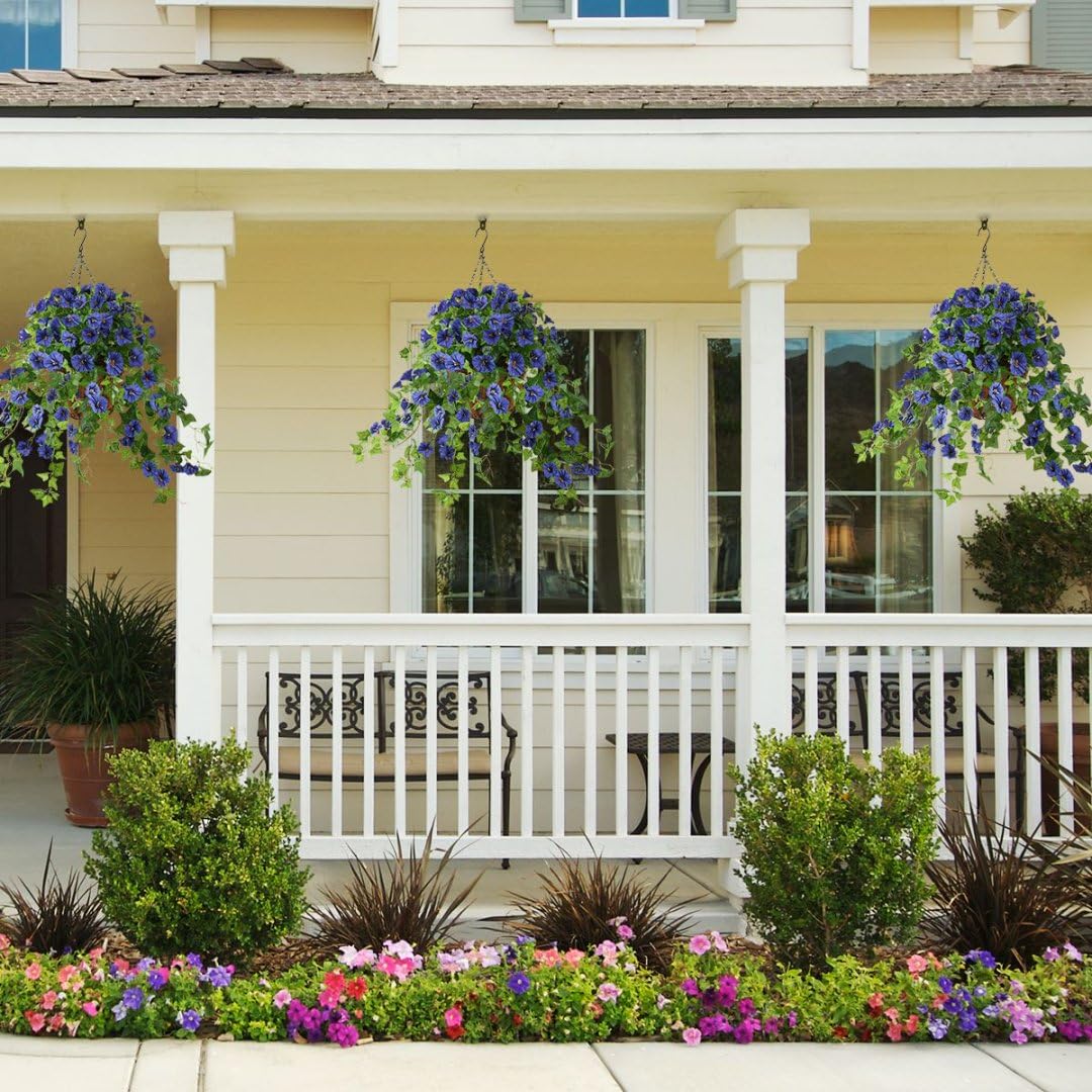 Homsunny realistic blue petunia blooms elevate outdoor spaces year-round.