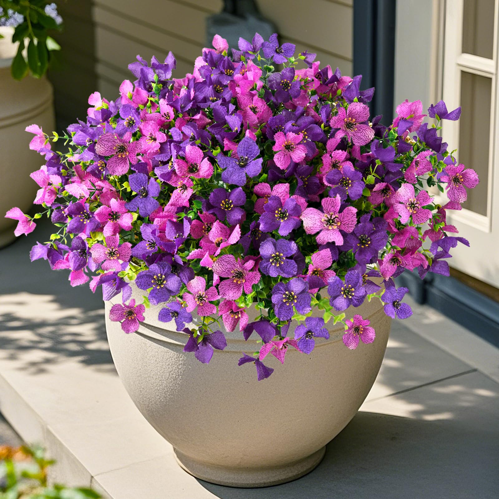 Homsunny outdoor artificial flowers with 12 bundles for vibrant porch and garden displays