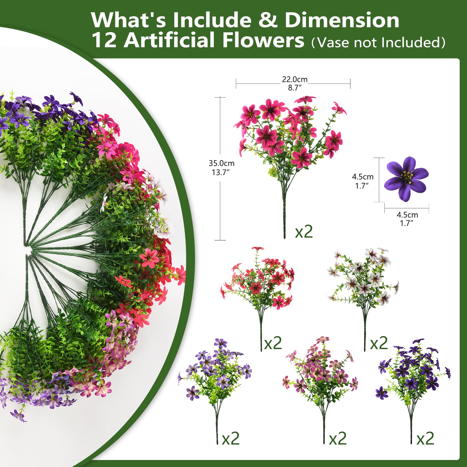 Homsunny UV-resistant silk daisies for outdoor garden spaces