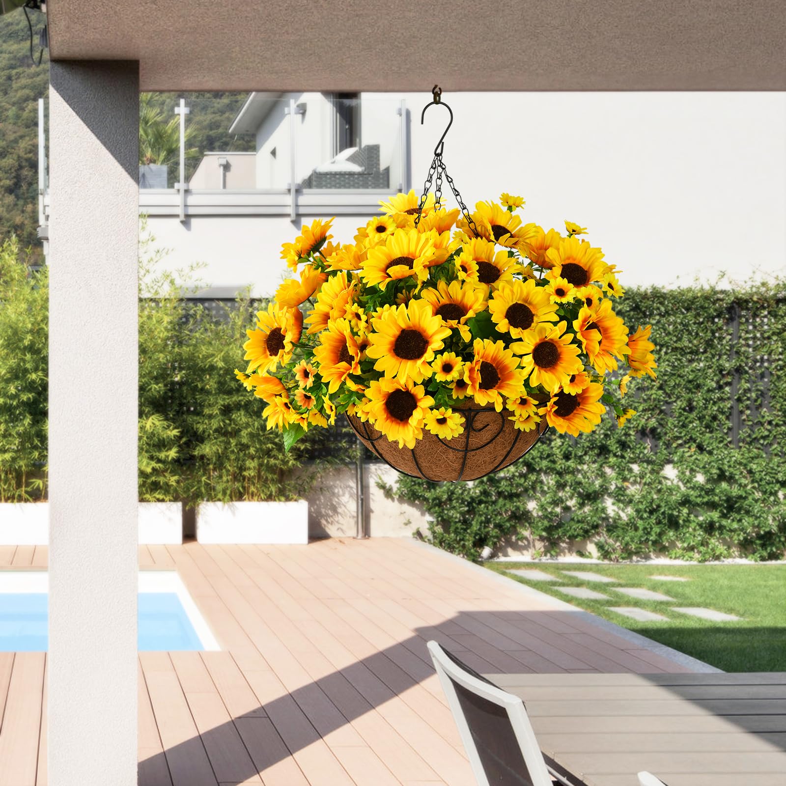 Homsunny silk sunflowers in 12-inch basket add year-round color