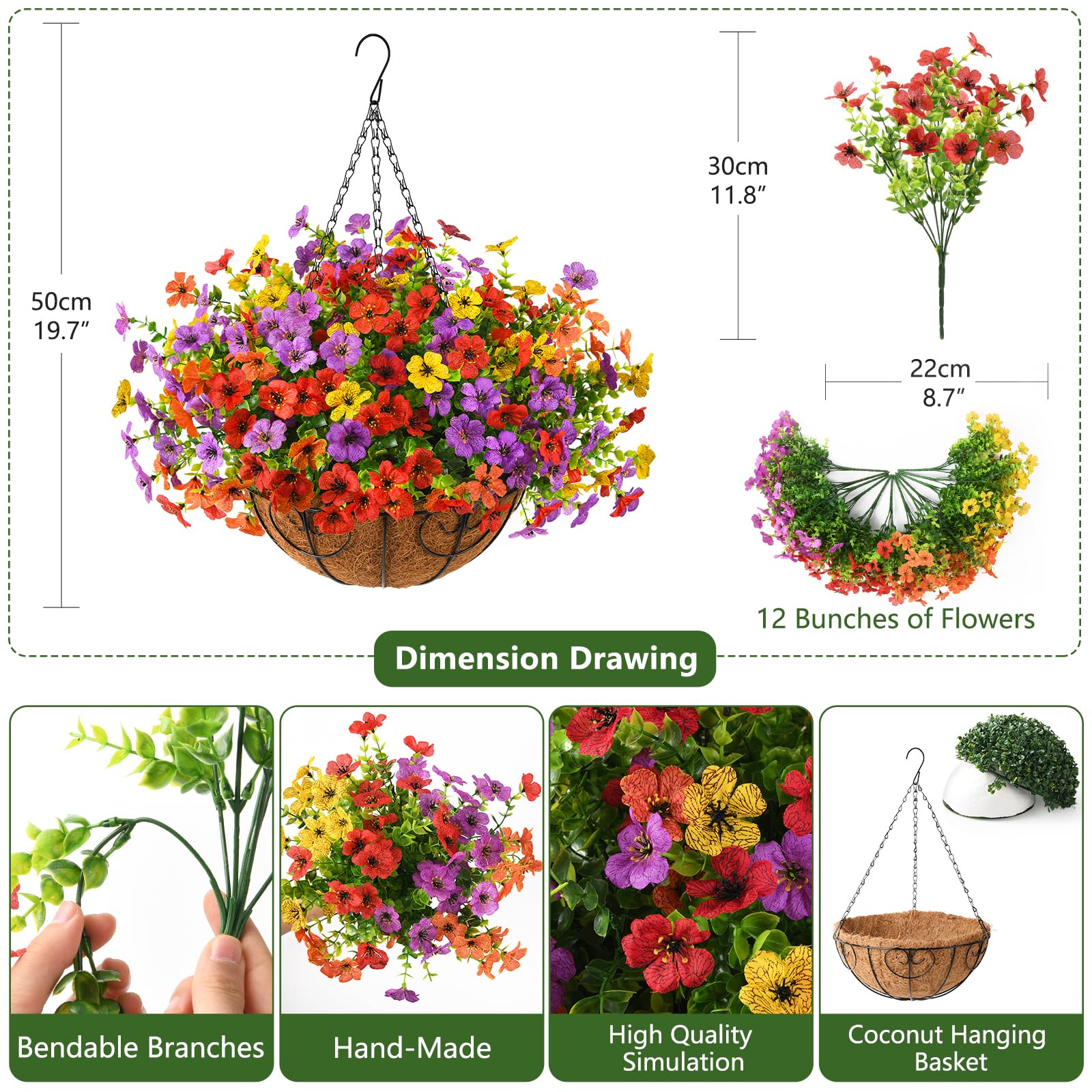 Homsunny UV-resistant silk flowers suited for sunlit outdoor spaces.