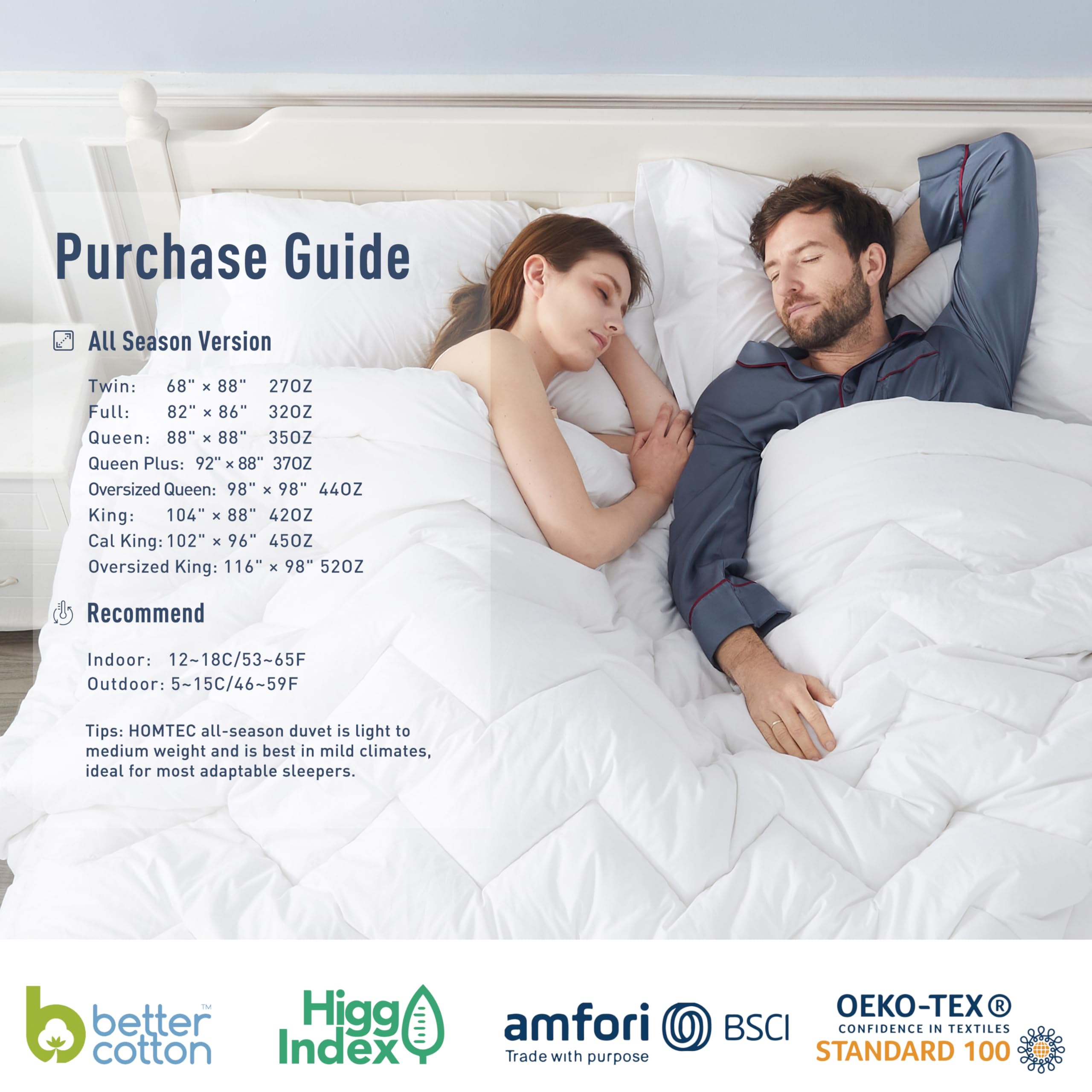 HOMTEC Duvet Insert corner tabs secure cover alignment.