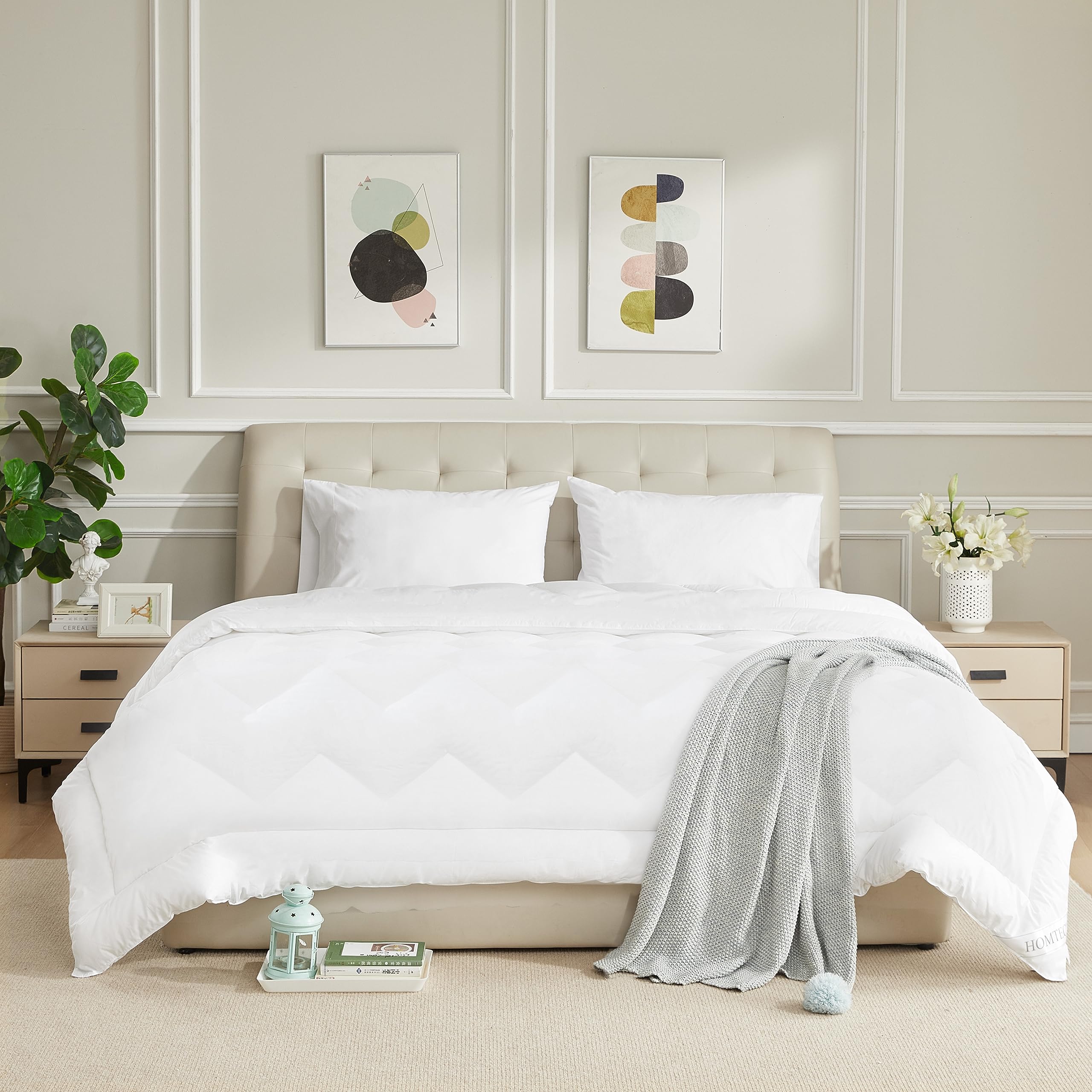 HOMTEC Duvet Insert cotton shell close-up showing breathable soft fabric.