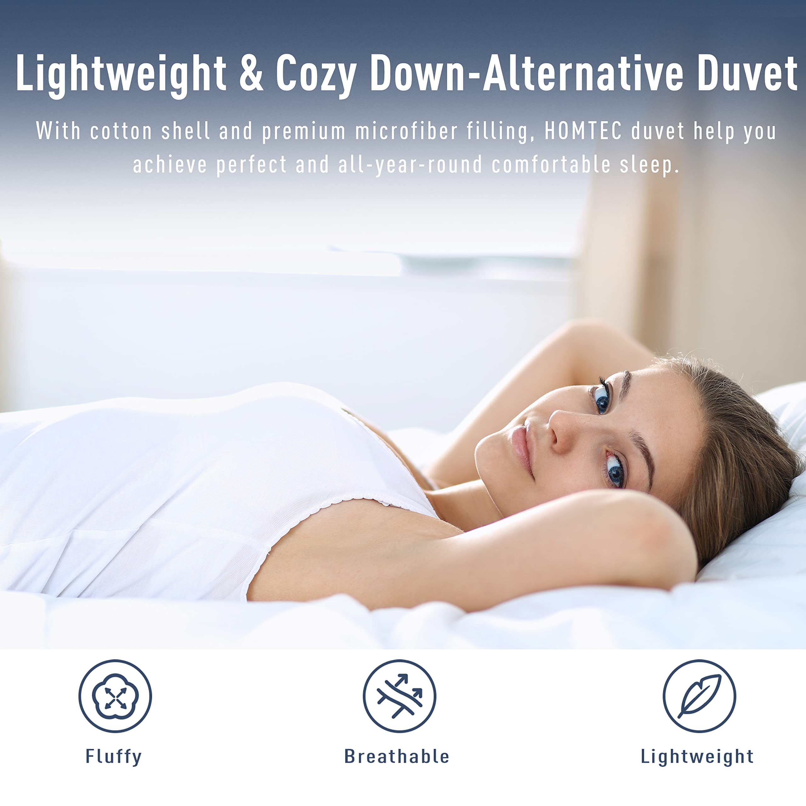 HOMTEC Duvet Insert twin size 68x88 inches fits standard beds.