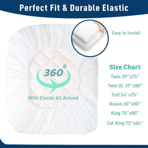 HOMTEC King Mattress Pad 100% cotton top layer promotes breathability