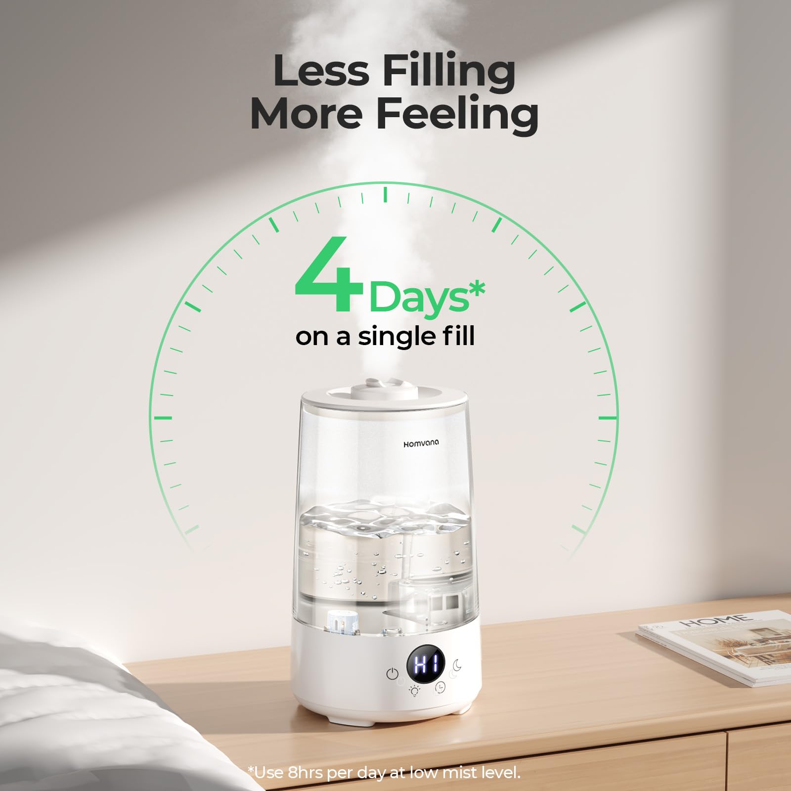 Homvana H101 3.6L tank supports longer runtime between fills.
