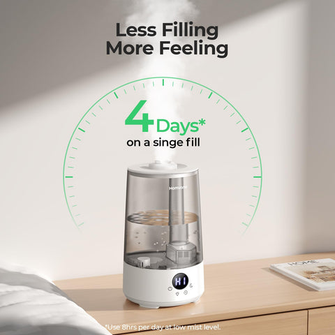 Homvana H101 SilentSpray delivers mist quietly for undisturbed rest.