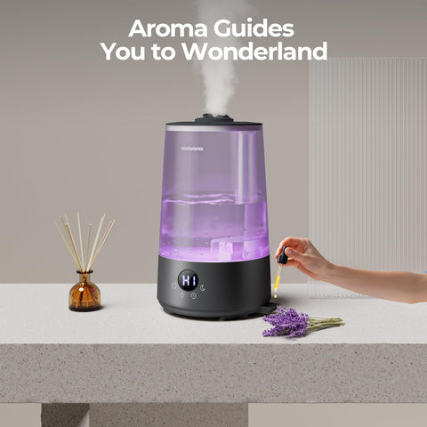 Homvana humidifier in nursery creating gentle mist.