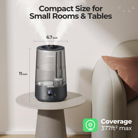 Homvana humidifier in living room enhancing air comfort.
