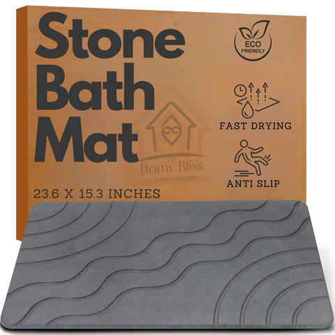HOMY BLISS stone bath mat quick dry shows instant absorption for a dry bathroom floor