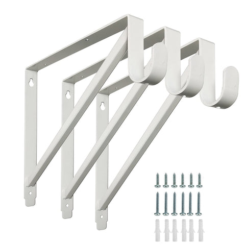 Homydom heavy-duty closet bracket with rod in white finish, supports up to 1.3 inch diameter.