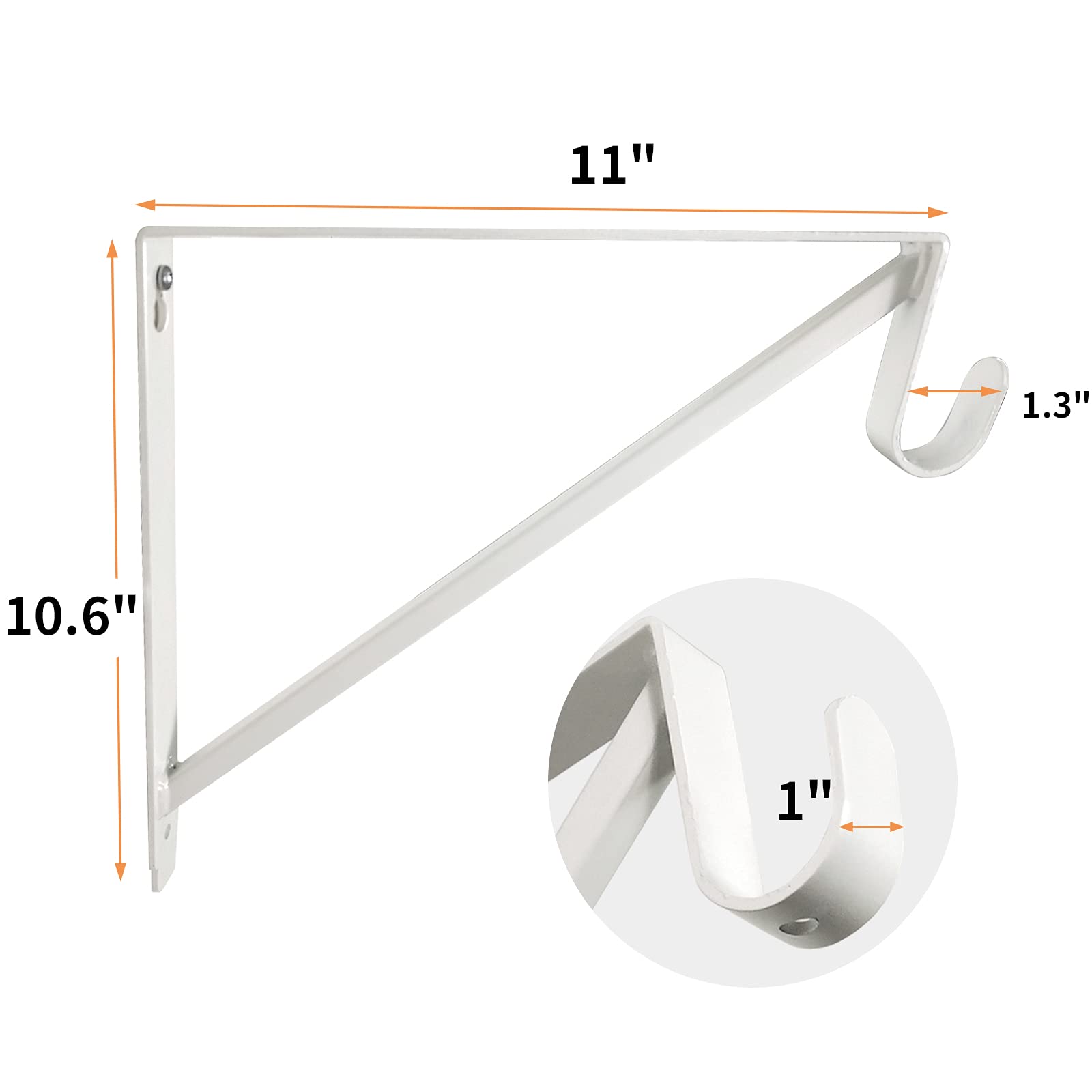 Homydom heavy-duty closet bracket with shelf support in white, ideal for extra storage.