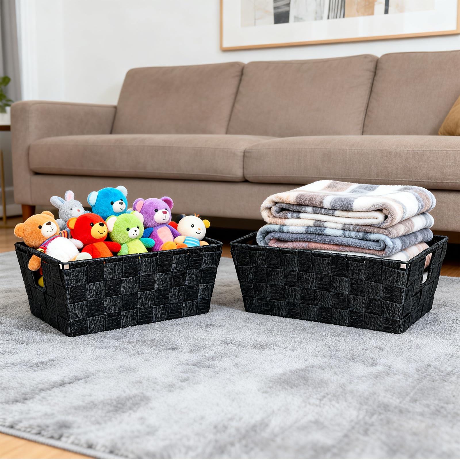 Homyfort books storage basket supports tidy shelves