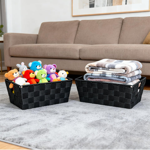 Homyfort books storage basket supports tidy shelves