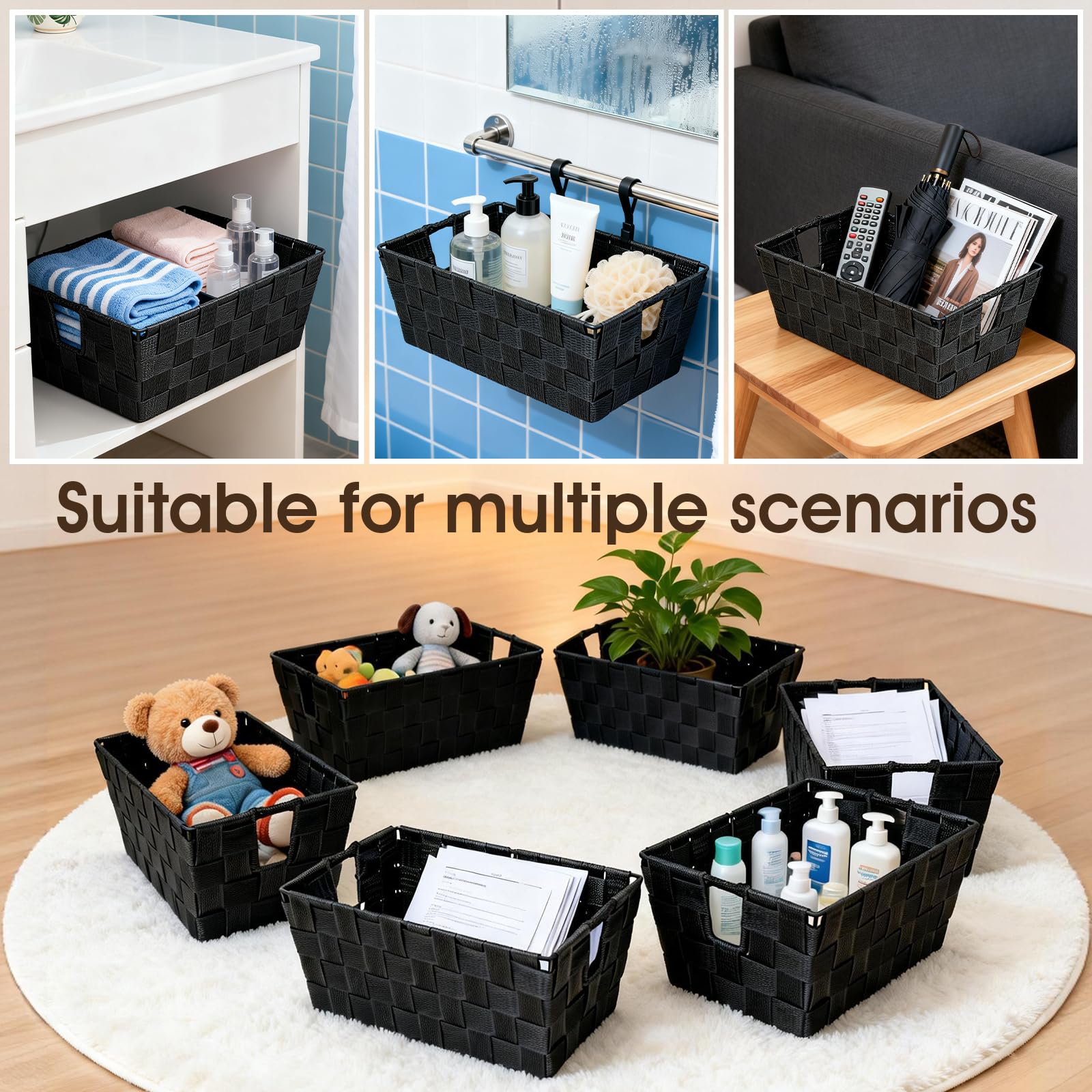 Homyfort compact storage basket fits small shelves saving space