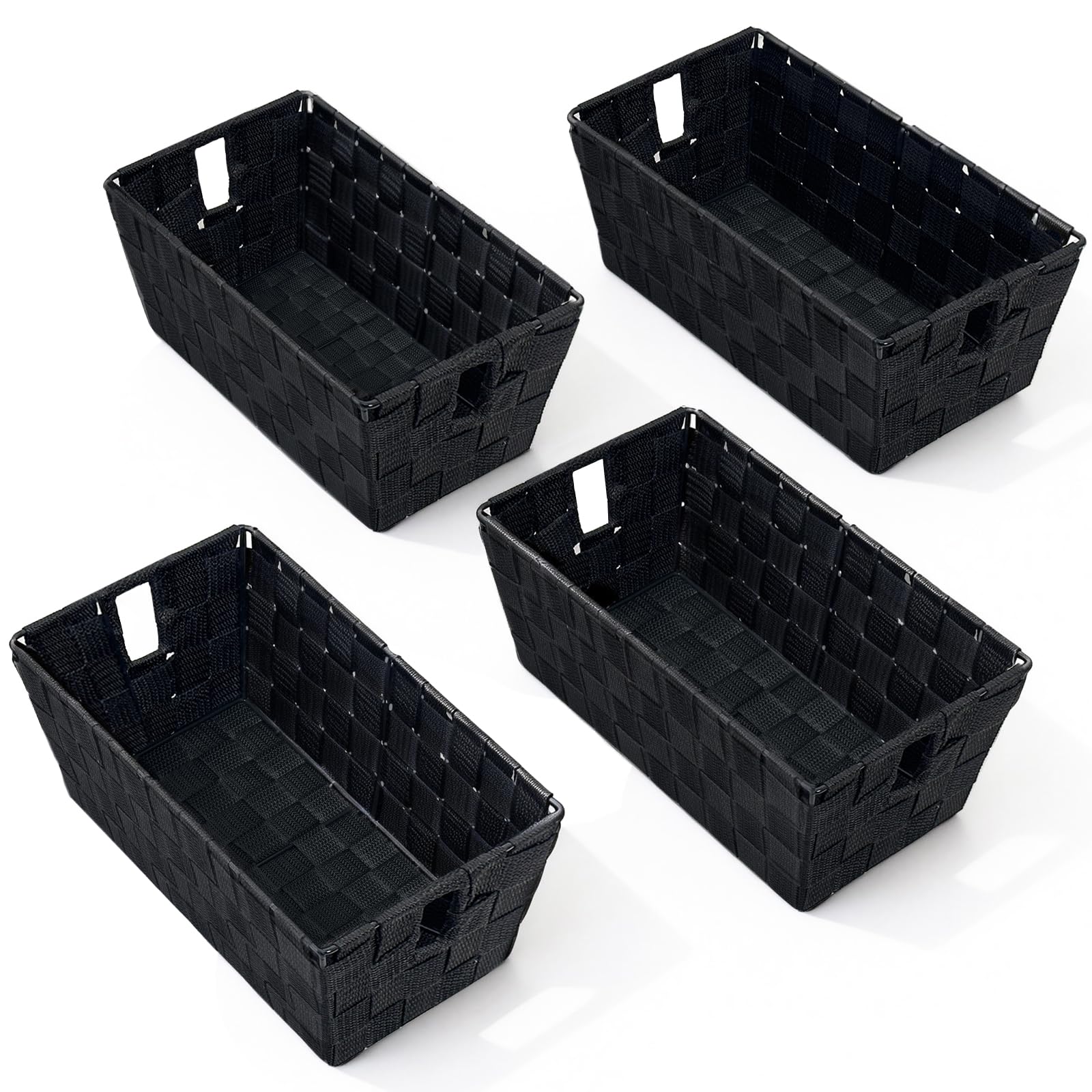 Homyfort black storage basket on a shelf for simple organization