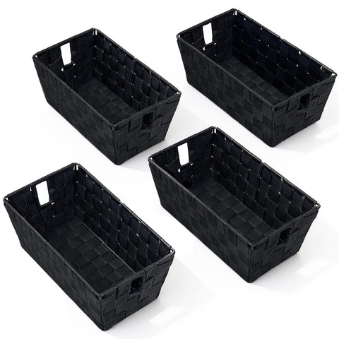 Homyfort black storage basket on a shelf for simple organization