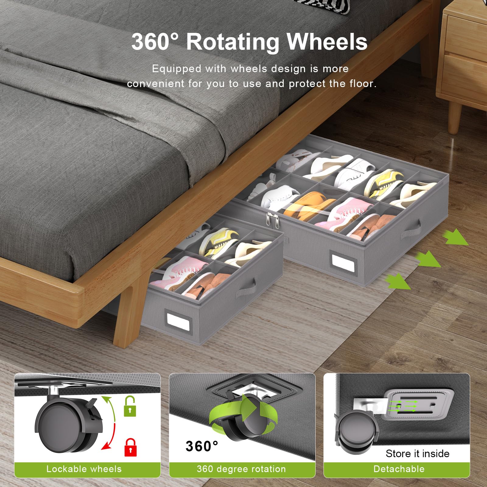 Homyfort rolling organizer with bottom support under bed