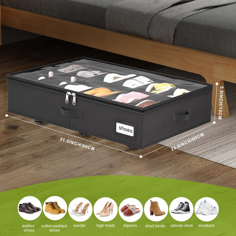 Homyfort rolling shoe organizer with bottom support for stability