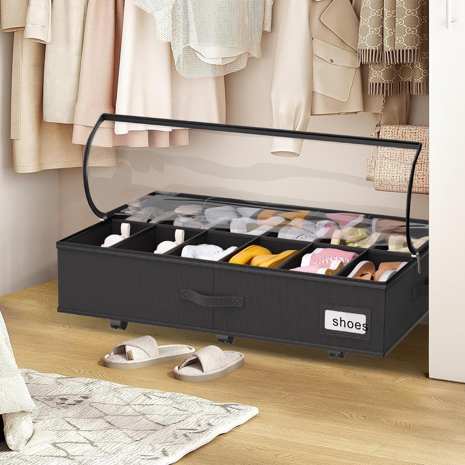 Homyfort set of 2 under-bed shoe boxes for organized storage