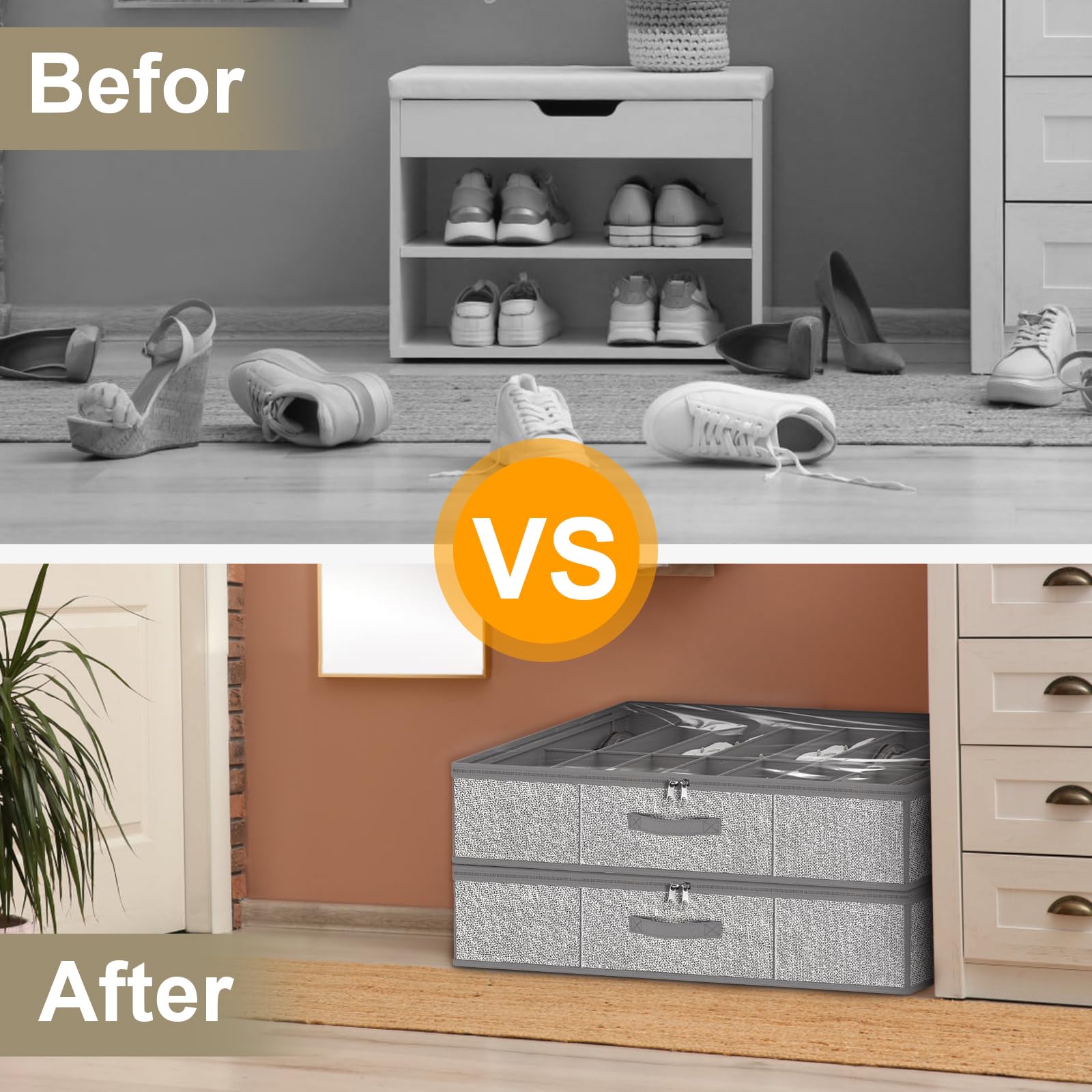 Homyfort under-bed organizer fits men's, women's, and kids' shoes for versatile storage