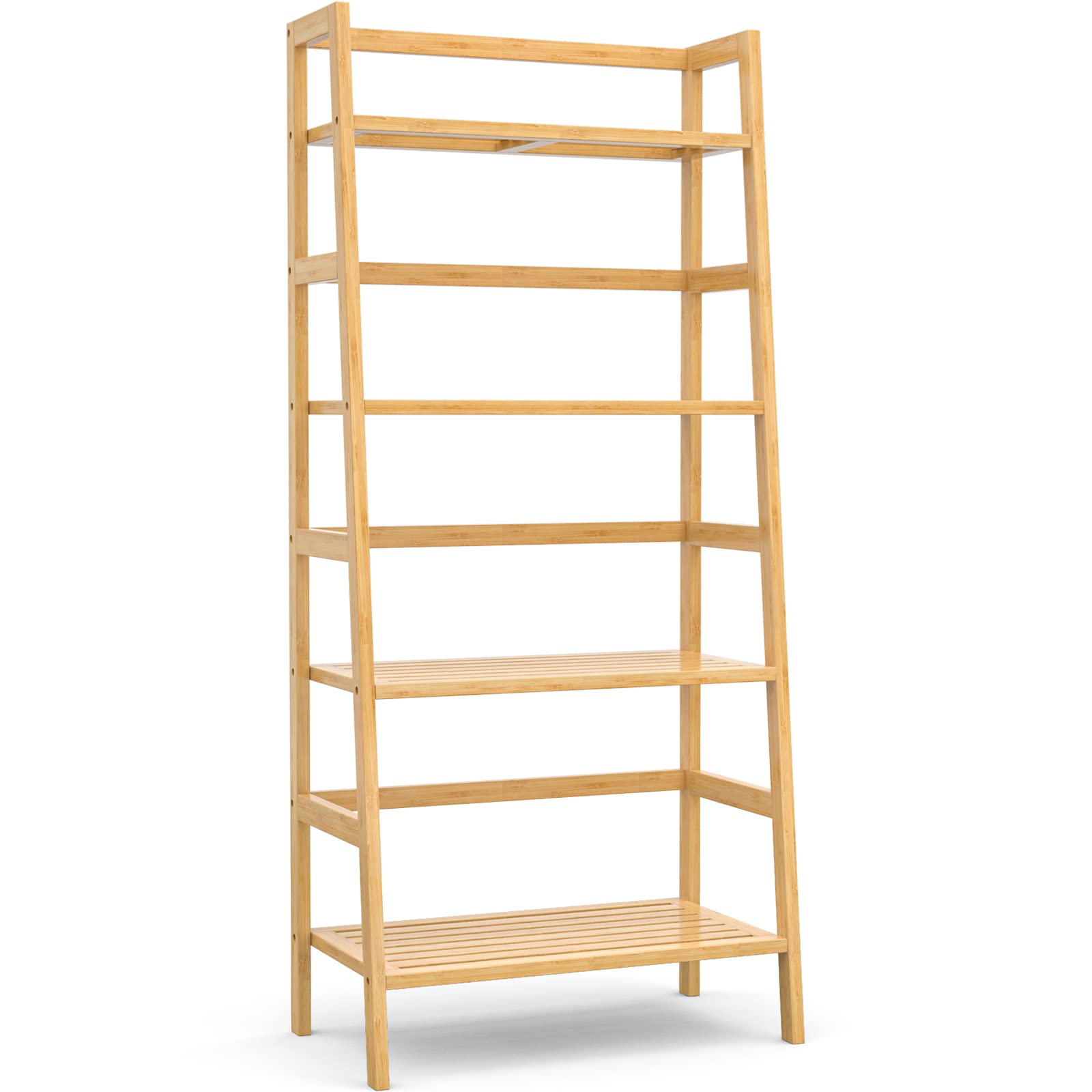 Homykic Bamboo Ladder Shelf height 49 inches fits tall spaces