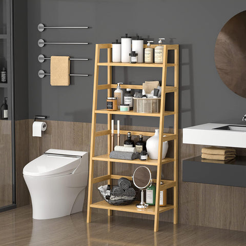 Homykic Bamboo Ladder Shelf plant display elevates greenery