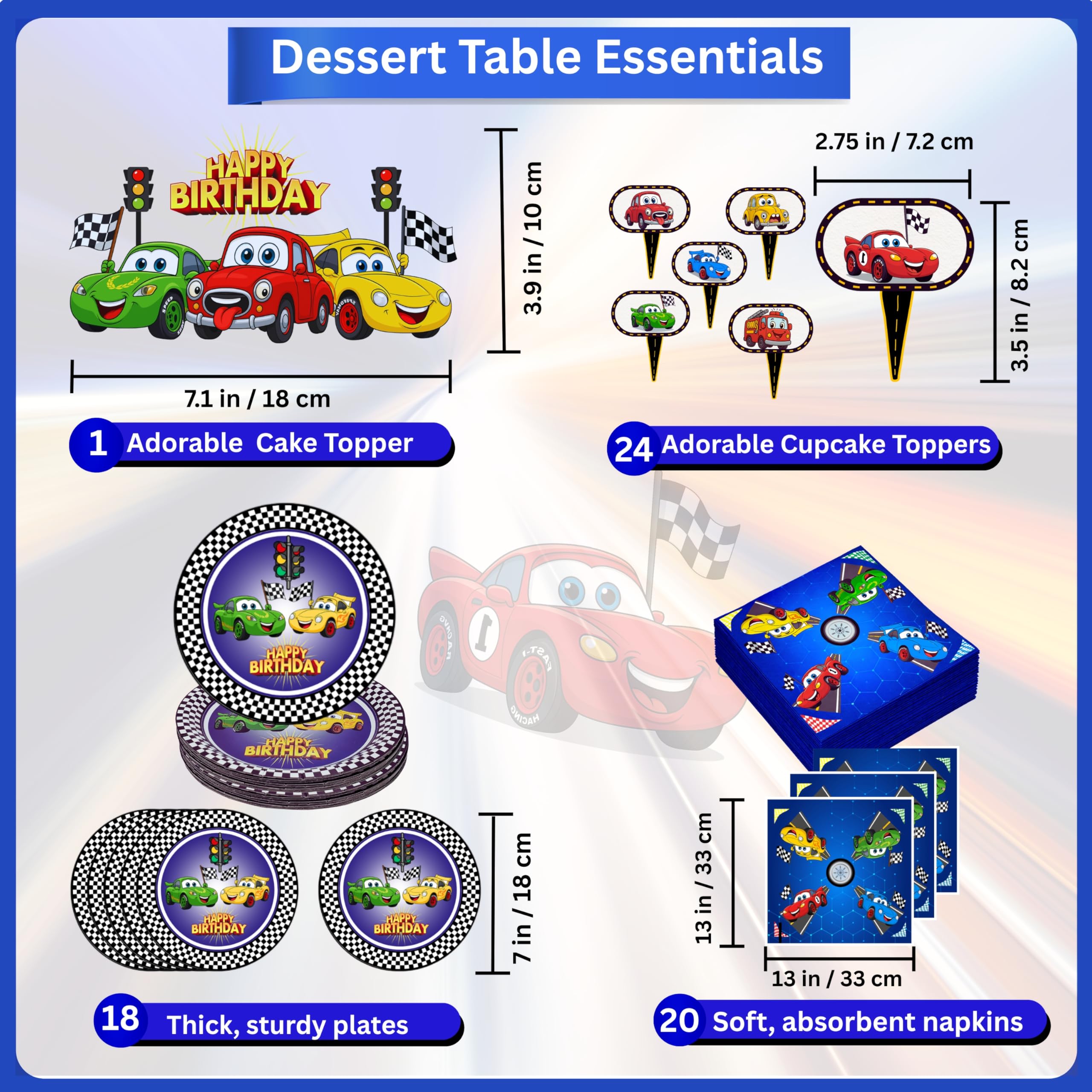 HOMYPOWER Cars plates provide durable, ready-to-serve partyware.