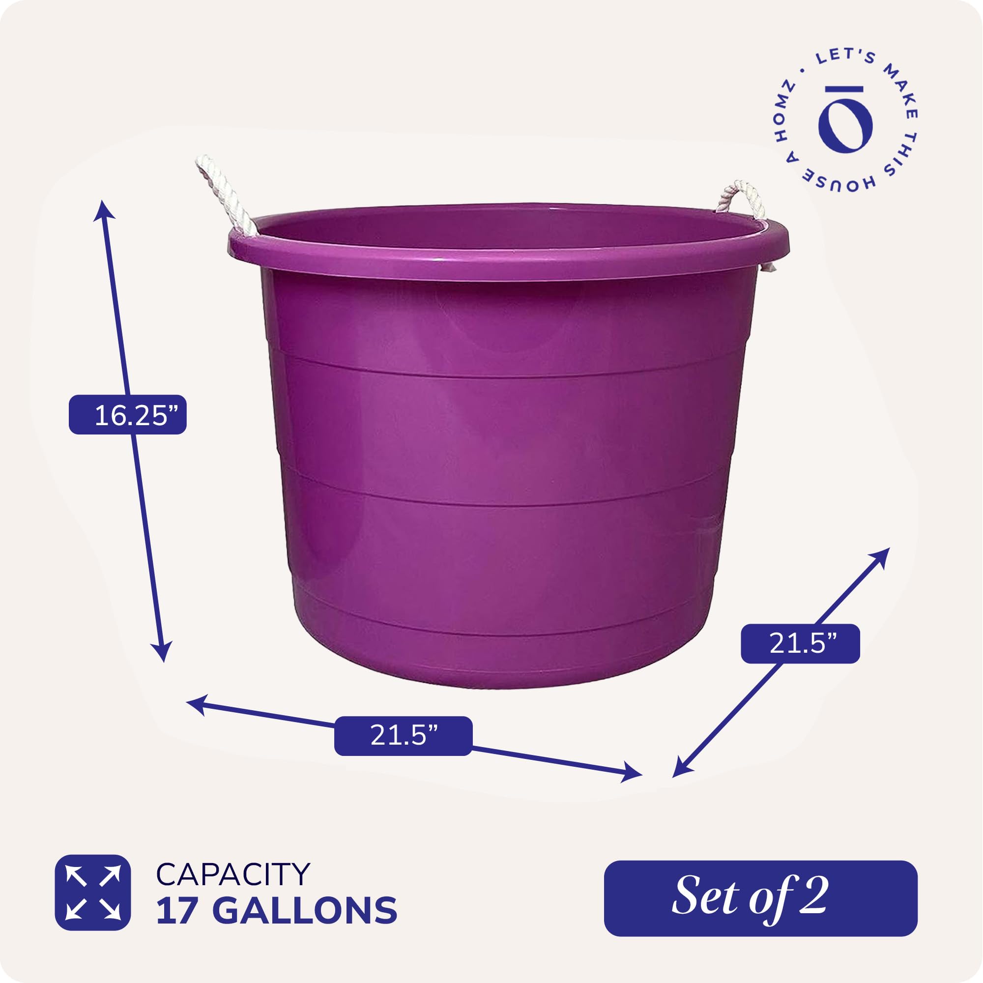 HOMZ purple tub in garage, versatile storage solution.
