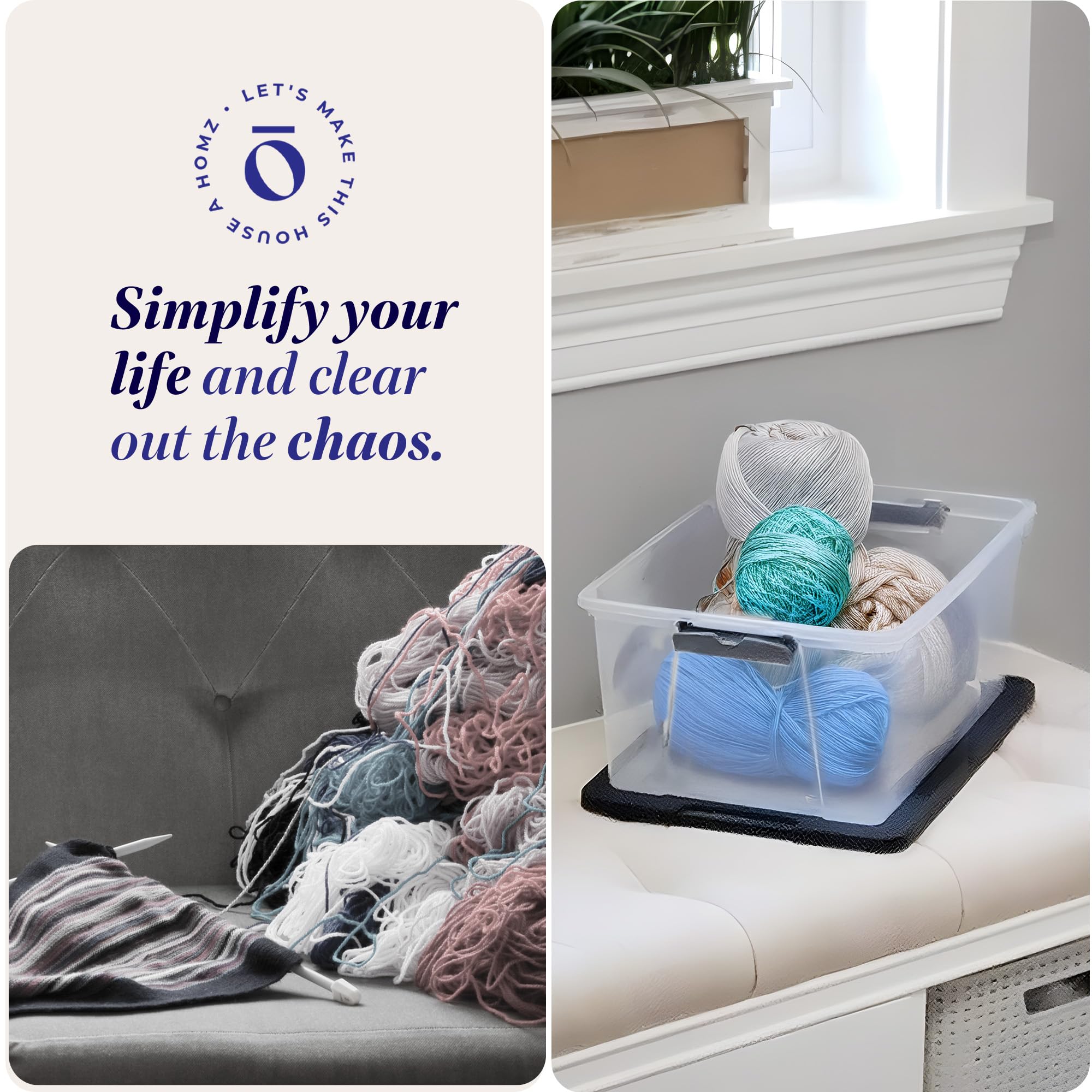 HOMZ bedroom storage bin keeps accessories neatly organized.