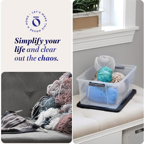 HOMZ bedroom storage bin keeps accessories neatly organized.