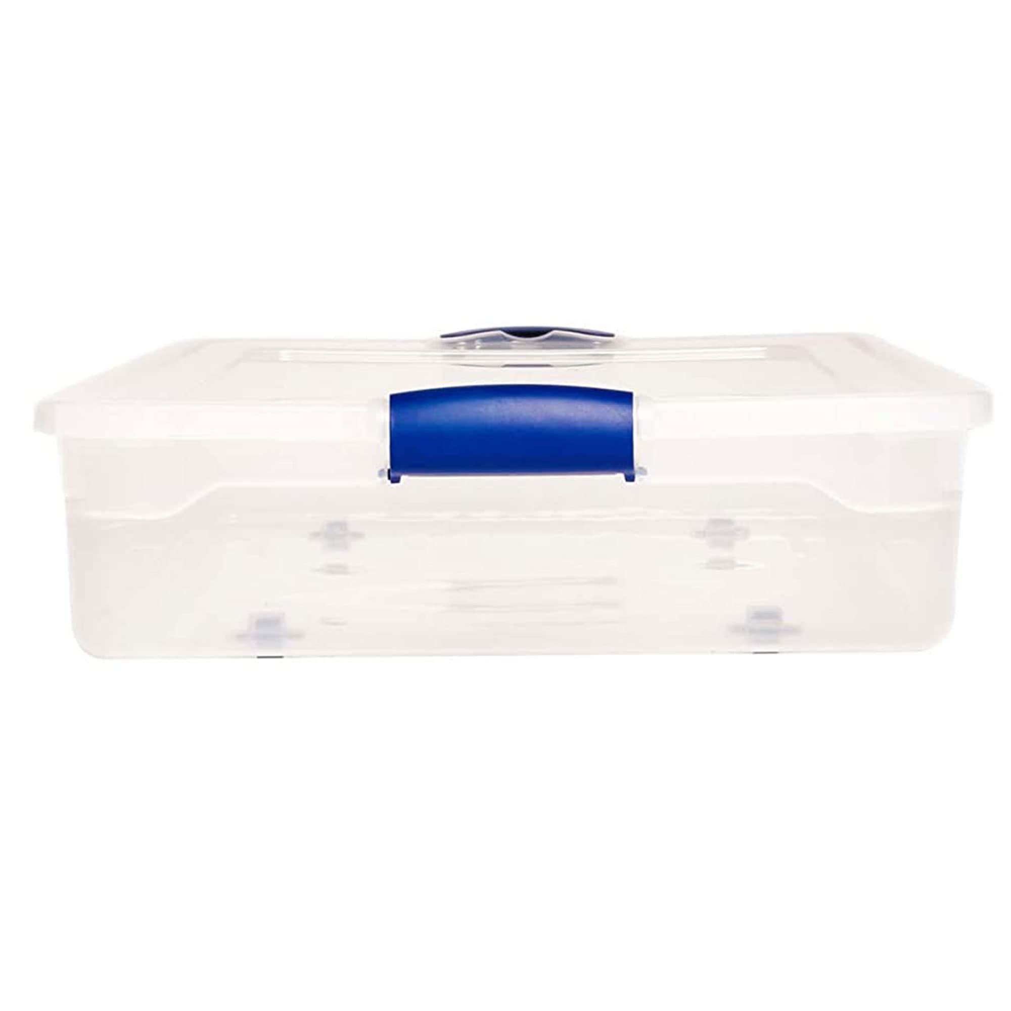 HOMZ clutter-hiding under-bed organization bin keeps essentials neatly stowed.