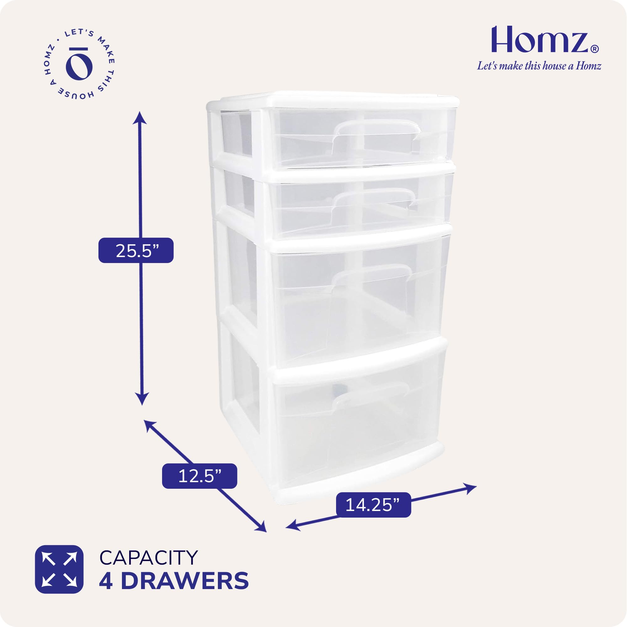 HOMZ Drawer Tower bathroom organization keeps essentials tidy and within reach.