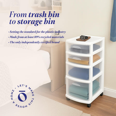 HOMZ Drawer Tower for craft supplies keeps tools sorted and easy to grab.