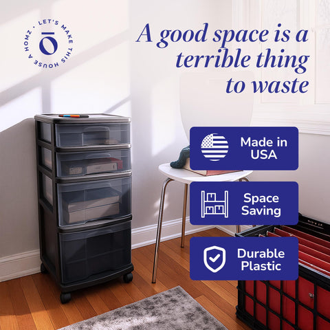 HOMZ Drawer Tower office storage for files and small supplies
