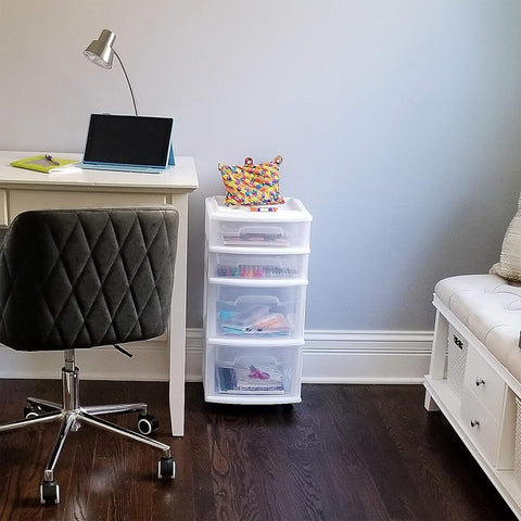 HOMZ Drawer Tower with spacious capacity fits a variety of items.